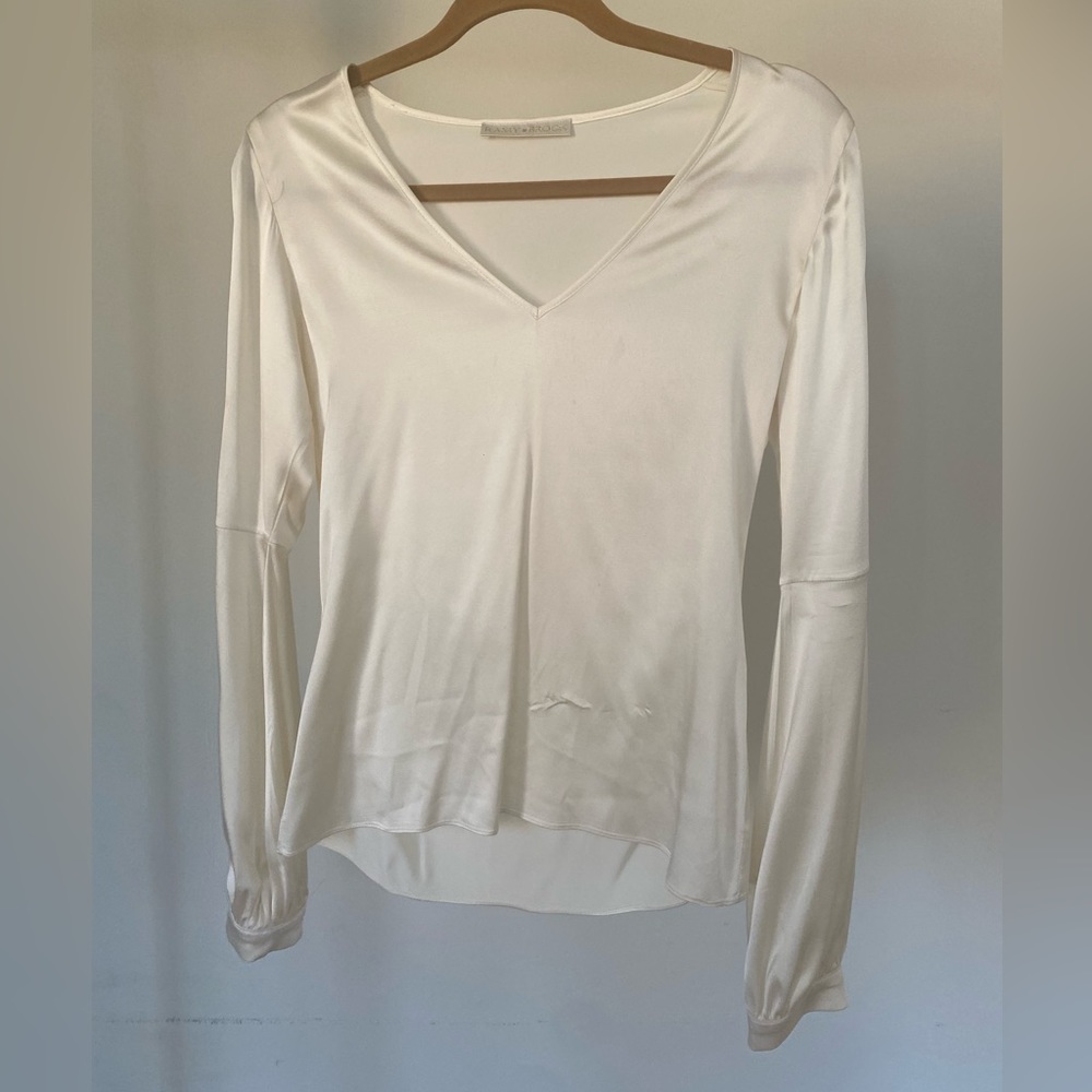 ramy brook ivory long sleeve silk blouse